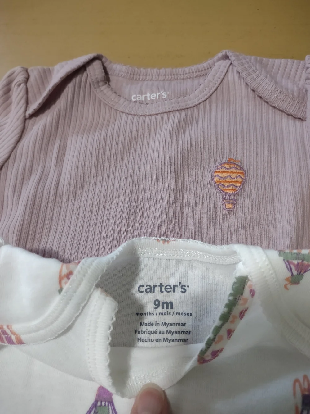 Carter's 9MO. Girls' Mauve 3.Pc. Hot Air Balloon Print Bodysuit Set